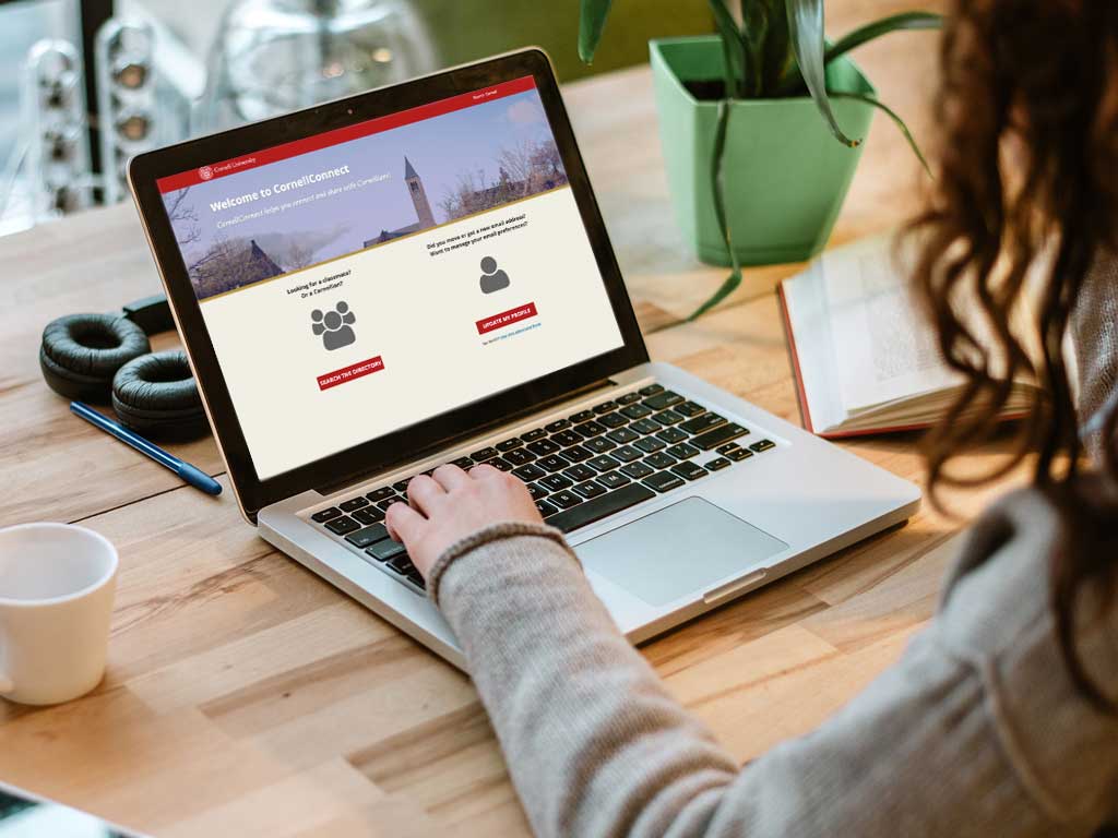 A person interacts with the login screen for CornellConnect.