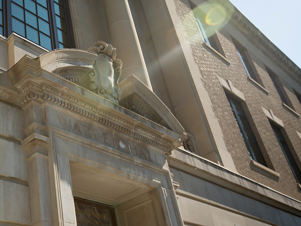 Facade of Warren Hall.